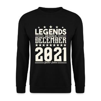 Legenden werden im Dezember 2021 geboren.Geschenkjubiläum - Unisex Pullover - Schwarz - Vorne - Alina (178cm) & Michal (187cm)