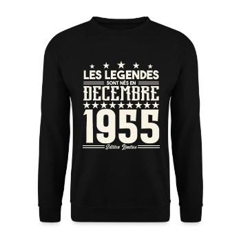 Les Légendes Sont Nés En Décembre 1955, Cadeau. - Sweat-shirt Unisexe - noir - Devant - Alina (178cm) & Michal (187cm)