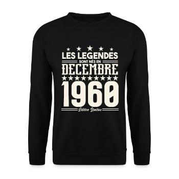 Les Légendes Sont Nés En Décembre 1960, Cadeau. - Sweat-shirt Unisexe - noir - Devant - Alina (178cm) & Michal (187cm)