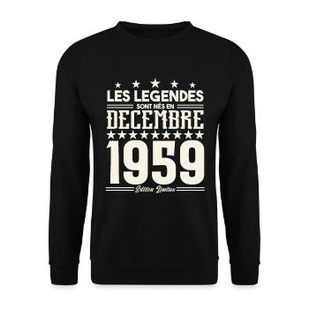 Les Légendes Sont Nés En Décembre 1959, Cadeau. - Sweat-shirt Unisexe - noir - Devant - Alina (178cm) & Michal (187cm)