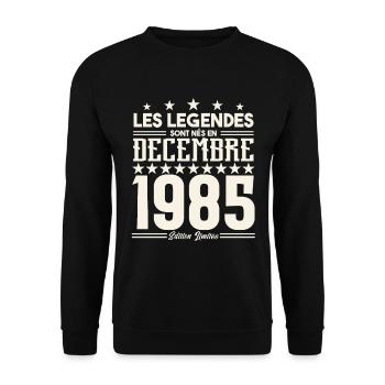 Les Légendes Sont Nés En Décembre 1985, Cadeau. - Sweat-shirt Unisexe - noir - Devant - Alina (178cm) & Michal (187cm)