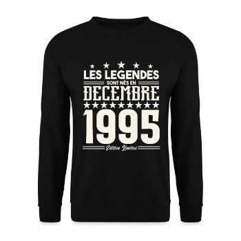 Les Légendes Sont Nés En Décembre 1995, Cadeau. - Sweat-shirt Unisexe - noir - Devant - Alina (178cm) & Michal (187cm)
