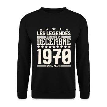 Les Légendes Sont Nés En Décembre 1970, Cadeau. - Sweat-shirt Unisexe - noir - Devant - Alina (178cm) & Michal (187cm)