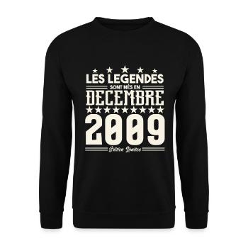 Les Légendes Sont Nés En Décembre 2009, Cadeau. - Sweat-shirt Unisexe - noir - Devant - Alina (178cm) & Michal (187cm)