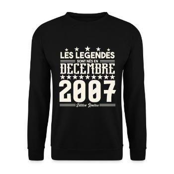 Les Légendes Sont Nés En Décembre 2007, Cadeau. - Sweat-shirt Unisexe - noir - Devant - Alina (178cm) & Michal (187cm)