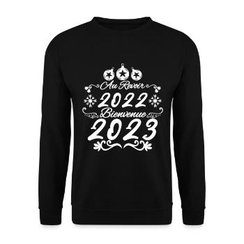 au revoir 2022 bienvenue 2023 cadeau bonne année. - Sweat-shirt Unisexe - noir - Devant - Alina (178cm) & Michal (187cm)