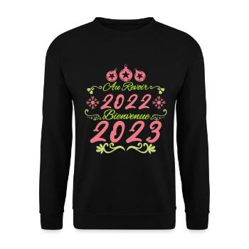 au revoir 2022 bienvenue 2023 cadeau bonne année. - Sweat-shirt Unisexe - noir - Devant - Alina (178cm) & Michal (187cm)