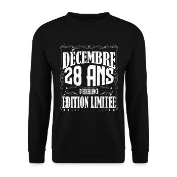 meilleur Cadeau d'anniversaire, Décembre 28 Ans. - Sweat-shirt Unisexe - noir - Devant - Alina (178cm) & Michal (187cm)