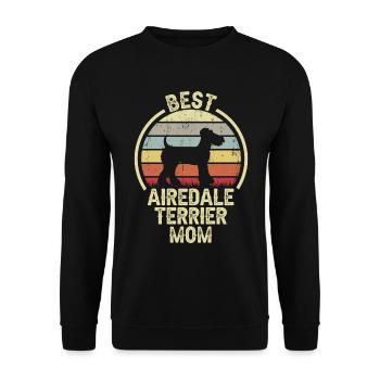 Hund Mom - Airedale Terrier - Unisex Pullover - Schwarz - Vorne - Alina (178cm) & Michal (187cm)