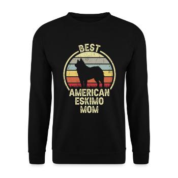 Hund Mom - American Eskimo Hund - Unisex Pullover - Schwarz - Vorne - Alina (178cm) & Michal (187cm)