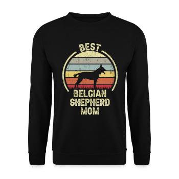 Hund Mom - Belgischer Hirte - Unisex Pullover - Schwarz - Vorne - Alina (178cm) & Michal (187cm)