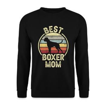 Hund Mom - Boxer - Unisex Pullover - Schwarz - Vorne - Alina (178cm) & Michal (187cm)