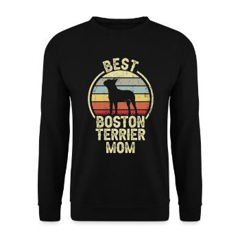 Hund Mom - Boston Terrier - Unisex Pullover - Schwarz - Vorne - Alina (178cm) & Michal (187cm)