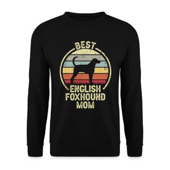 Hund Mom - English Foxhound - Unisex Pullover - Schwarz - Vorne - Alina (178cm) & Michal (187cm)