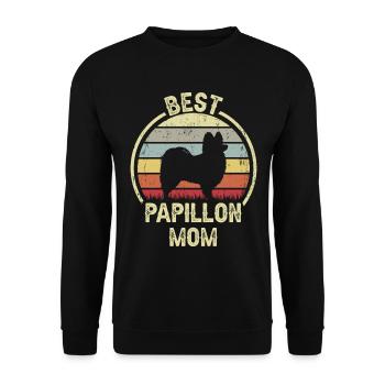 Hund Mom - Papillon - Unisex Pullover - Schwarz - Vorne - Alina (178cm) & Michal (187cm)