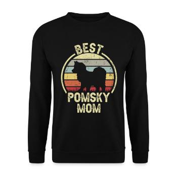 Hund Mom - Pomsky - Unisex Pullover - Schwarz - Vorne - Alina (178cm) & Michal (187cm)