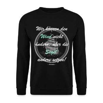 Wind nicht ändern, Segel anders setzen! - Unisex Pullover - Schwarz - Vorne - Alina (178cm) & Michal (187cm)