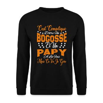 c'est compliqué d'être un Bogosse et un Papy. - Sweat-shirt Unisexe - noir - Devant - Alina (178cm) & Michal (187cm)