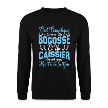 c'est compliqué d'être un Bogosse et un Caissier. - Sweat-shirt Unisexe - noir - Devant - Alina (178cm) & Michal (187cm)