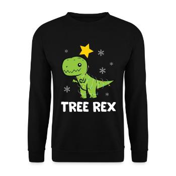 T-Rex - Tree Rex Lichterkette Stern Schneeflocke - Unisex Pullover - Schwarz - Vorne - Alina (178cm) & Michal (187cm)