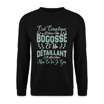 c'est compliqué d'être un Bogosse et un Détaillant - Sweat-shirt Unisexe - noir - Devant - Alina (178cm) & Michal (187cm)