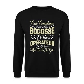 c'est compliqué d'être un Bogosse et un Opérateur. - Sweat-shirt Unisexe - noir - Devant - Alina (178cm) & Michal (187cm)