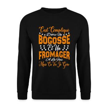 c'est compliqué d'être un Bogosse et un Fromager. - Sweat-shirt Unisexe - noir - Devant - Alina (178cm) & Michal (187cm)