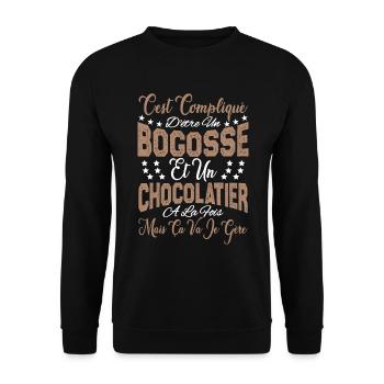 c'est compliqué être un Bogosse et un Chocolatier. - Sweat-shirt Unisexe - noir - Devant - Alina (178cm) & Michal (187cm)