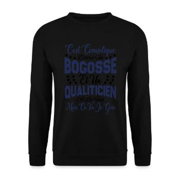 c'est compliqué être un Bogosse et un Qualiticien. - Sweat-shirt Unisexe - noir - Devant - Alina (178cm) & Michal (187cm)
