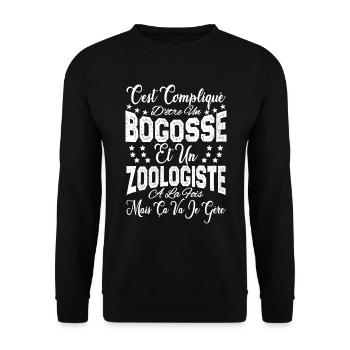 c'est compliqué d'être un Bogosse et un Zoologiste - Sweat-shirt Unisexe - noir - Devant - Alina (178cm) & Michal (187cm)