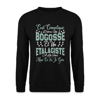 c'est compliqué d'être un Bogosse et un Etalagiste - Sweat-shirt Unisexe - noir - Devant - Alina (178cm) & Michal (187cm)