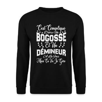 c'est compliqué d'être un Bogosse et un Démineur. - Sweat-shirt Unisexe - noir - Devant - Alina (178cm) & Michal (187cm)