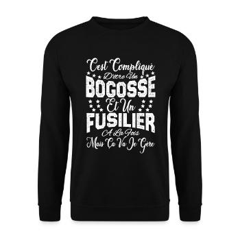 c'est compliqué d'être un Bogosse et un Fusilier. - Sweat-shirt Unisexe - noir - Devant - Alina (178cm) & Michal (187cm)