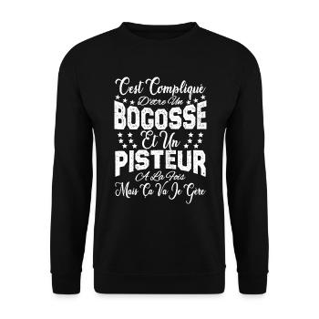 c'est compliqué d'être un Bogosse et un Pisteur. - Sweat-shirt Unisexe - noir - Devant - Alina (178cm) & Michal (187cm)