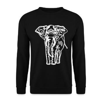 Zeichnung eines Elefanten - Unisex Pullover - Schwarz - Vorne - Alina (178cm) & Michal (187cm)