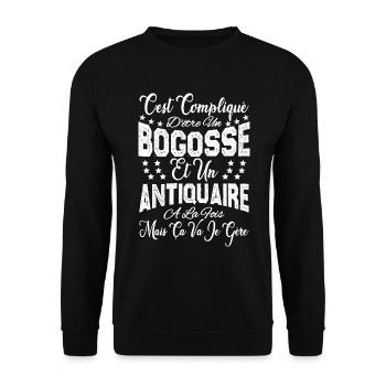 c'est compliqué d'être un Bogosse et un Antiquaire - Sweat-shirt Unisexe - noir - Devant - Alina (178cm) & Michal (187cm)