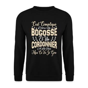c'est compliqué d'être un Bogosse et un Cordonnier - Sweat-shirt Unisexe - noir - Devant - Alina (178cm) & Michal (187cm)