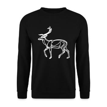 Zeichnung vom Hirsch - Unisex Pullover - Schwarz - Vorne - Alina (178cm) & Michal (187cm)