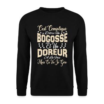 c'est compliqué d'être un Bogosse et un Doreur. - Sweat-shirt Unisexe - noir - Devant - Alina (178cm) & Michal (187cm)