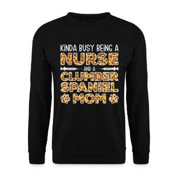Nurse Dog Mother - Clumber Spaniel - Unisex Sweatshirt - black - Front - Alina (178cm) & Michal (187cm)