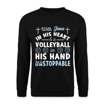 Jesus in the Heart - Volleyball Player - Unisex Sweatshirt - black - Front - Alina (178cm) & Michal (187cm)