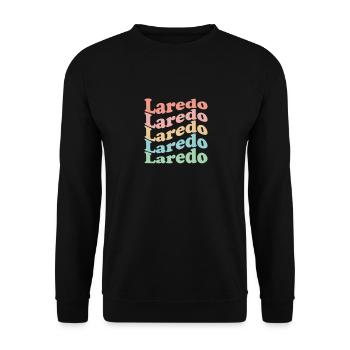 Vintage 70s Hippie USA City - Retro Laredo - Unisex Sweatshirt - black - Front - Alina (178cm) & Michal (187cm)
