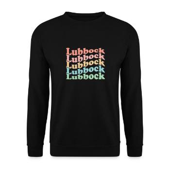 Vintage 70s Hippie USA City - Retro Lubbock - Unisex Sweatshirt - black - Front - Alina (178cm) & Michal (187cm)