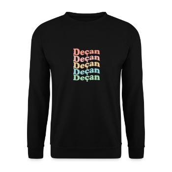 Vintage 70s Hippie Kosovo Town - Retro Deçan - Unisex Sweatshirt - black - Front - Alina (178cm) & Michal (187cm)