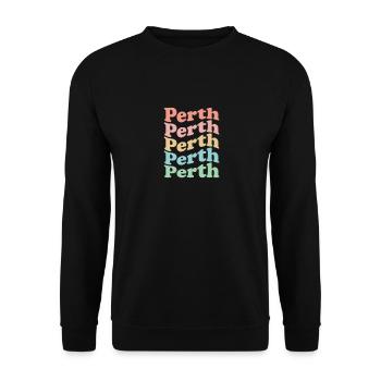 Vintage 70s Hippie Australia City - Retro Perth - Sweat-shirt Unisexe - noir - Devant - Alina (178cm) & Michal (187cm)