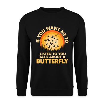 Listen to Talk About Animal Butterfly - Unisex Sweatshirt - black - Front - Alina (178cm) & Michal (187cm)