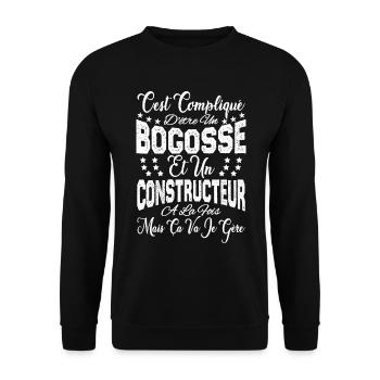 c'est compliqué être un Bogosse et un Constructeur - Sweat-shirt Unisexe - noir - Devant - Alina (178cm) & Michal (187cm)