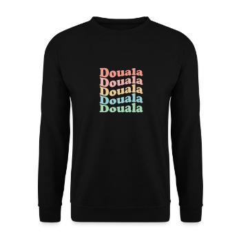 Vintage 70's Hippie Cameroon City - Rétro Douala - Sweat-shirt Unisexe - noir - Devant - Alina (178cm) & Michal (187cm)