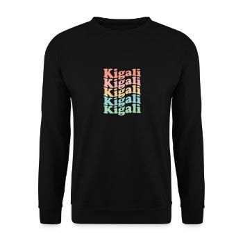 Vintage 70er Hippie Rwanda Stadt - Retro Kigali - Unisex Pullover - Schwarz - Vorne - Alina (178cm) & Michal (187cm)