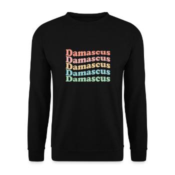 Vintage 70's Hippie Syria City - Retro Damascus - Unisex Sweatshirt - black - Front - Alina (178cm) & Michal (187cm)